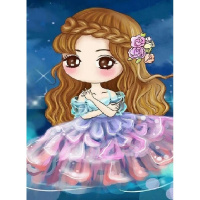 Алмазная мозаика 21х25см "Принцесса Аниме" частичная выкладка ZS2226