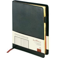 Ежедневник полудатированный А5 "Profi" 416стр., черный, золотой срез, искусственная кожа 3-073/02