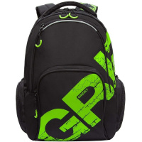 Рюкзак 32х42х22см, 1100гр, 2 отделения, 4 кармана, черный/салатовый RU-423-14/7