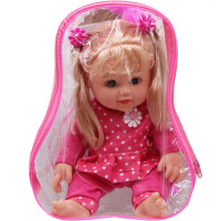 Кукла 28см озвученная (4 звука) в рюкзачке 20х24х11см LT213701