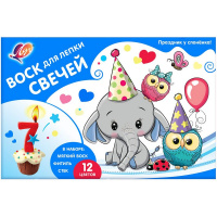 Набор для лепки свечей с воском "Праздник у слонёнка" 12 цветов (стек, фитиль) 30С 1911-08 Набор для лепки свечей с воском "Праздник у слонёнка" 12 цветов (стек, фитиль) 30С 1911-08