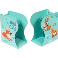 Подставка для книг металлическая "Hey Corgi" 19x14,7x9см телескопическая, мятная 8063323