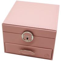 Шкатулка 16х16х12см кожзам розовая Y10608-24