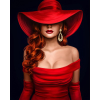 Живопись по номерам (акрил) 40х50см "Девушка в красном" сложность 3, холст на подрамнике МСА1899