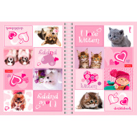 Тетрадь А5 80л клетка "Котята-Щенки" на спирали двойная твердая обложка 035228