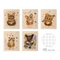 Тетрадь А5 40л клетка "Love me. Friends" на скобе матовая ламинация Soft Touch, фольга 7-48-1394