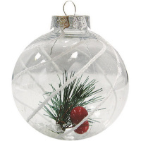 Шар 80мм со снежным узором (полосы), прозрачный Y5033-17