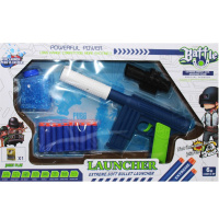 Пистолет 20х13,5см с мягкими пулями 6см 10шт, водными пулями и прицелом, пластик LT365376