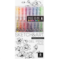 Набор гелевых ручек 8цв 0,8мм "Sketch&Art. Uni Write. Neon" чернила неоновые, корпус Soft Touch