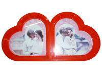 Рамка для фото "Сердца" 29х15см пластик, 2 фотографии, 4 цвета Y6814-18