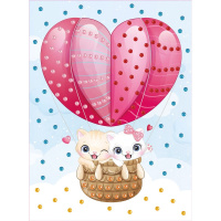 Мозаика по номерам "Котята на воздушном шаре" 19,5x26,5см №28 (картонная основа, стразы) MDS-05