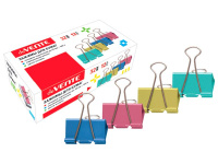 Зажим для бумаг 32мм 12шт. цветной, ассорти, в картонной коробке 4131316