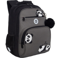 Рюкзак 28х39х20см, 830гр, 2 отделения, 4 кармана, с брелком, черный/серый "Панда" RG-568-5/1