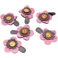 Цветок декоративный Ромашка 3,5х5см розово-серый 6шт/уп. Y9508-19