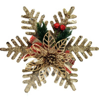Украшение новогоднее "Снежинка" 26см золото с блестками, пластик Y9991-24
