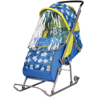 Санки-коляска "Умка-3, Мишки" 30мм перекидная ручка, синие У3/2