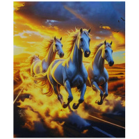 Алмазная мозаика 30х40см "Тройка лошадей" полная выкладка 89535