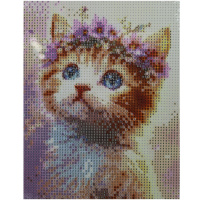 Алмазная мозаика 20х25см "Котенок с венком" полная выкладка ZH6181