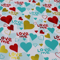 Бумага упаковочная 70см х 1м "Любовь. Love me. Разноцветный" односторонняя BJ7065