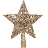 Верхушка на елку Звезда 14см шампань пластик Y8307-19