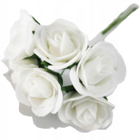 Цветок декоративный Роза 3см белый 6шт/уп. Y4823-17