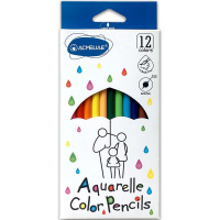 Карандаши акварельные 12 цветов "Acmeliae" с кисточкой круглые дерево, картон 9401-12