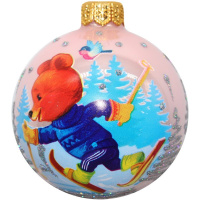 Шар 65мм "Медведь на лыжах" в подарочной упаковке КУ-65-214068