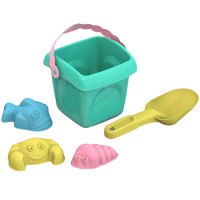 Набор д/песка №4 "Шкода. Лето" (ведро, совок, 3 формочки "Морские") 15,5х14,5х12см в сетке ШКД48H