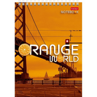 Блокнот А5 80л "Orange world" клетка на спирали, жесткая подложка 081835