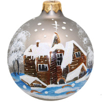 Шар 80мм "Новогодний пейзаж 1" в подарочной упаковке КУ-80-203043