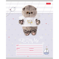 Тетрадь А5 12л косая линия "Кот Басик" на скобе 5 видов 12Т5В6/051747