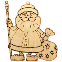 Подвеска "Дед Мороз с мешком" 9см фанера 3мм 540011