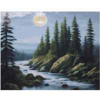 Живопись по номерам (акрил) 40х50см "Лунная дорожка" сложность 3, холст на подрамнике МСА2073