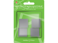 Магниты квадратные 25,4х25,4мм 4шт, с клеевым слоем, на вспененной основе 2-487