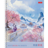 Тетрадь А5 96л клетка "Удивительная Азия" на спирали ламинация Soft-touch 2 дизайна 089901