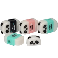 Точилка 1 отв. "FunGraphix. Панда" с контейнером и ластиком, пластик, 3 цвета 35-0037