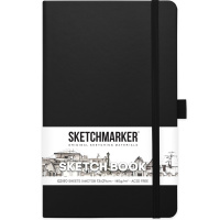 Скетчбук 13х21см 80л 140г/м2 черный, на резинке, твердая обложка "Sketchmarker" 2314003SM