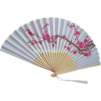 Веер 21см бело-розовый, с кисточкой, органза/дерево Y10613-24