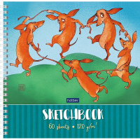 Скетчбук 21х21см 60л 120г/м2 "Таксы-Матисс" спираль, твердая обложка 60Тт4Aгр_27891/075987
