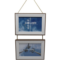 Рамка для фото 10х15см дерево/пластик, 2 фотографии, на веревке HW253-2