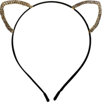 Ободок Кошка со стразами, металл/текстиль Y10646-24