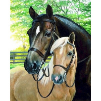 Алмазная мозаика 30х40см "Две лошади" полная выкладка GB75230