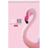 Блокнот А5 60л "Фламинго" клетка, на спирали, жесткая подложка УФ-лак 2 дизайна 60Б5В1сп/066421