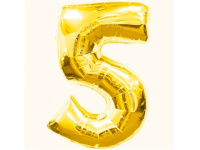 Шар воздушный 91см (36"), Цифра "5" (фольга, золото)