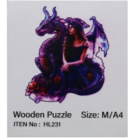 Пазл 14х12,5см дерево M "Девушка и дракон" HL231/11338-24