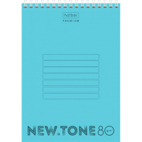Блокнот А5 80л "NEWtone Pastel Незабудка" клетка, на спирали, пластиковая обложка 065596