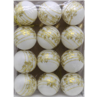 Набор шаров 60мм 12шт золото с полосками M-42029-6