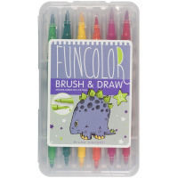 Фломастеры 12 цветов "FunColor Jumbo" двусторонние (кисть, пулевидный), в пластиковом пенале, 2 вида
