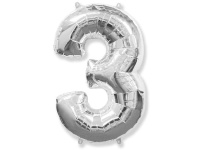 Шар воздушный 91см (36"), Цифра "3" (фольга, серебро) 6044879