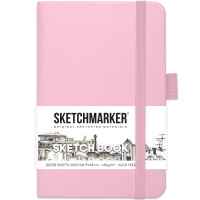 Скетчбук 9х14см 80л 140г/м2 розовый, на резинке, твердая обложка "Sketchmarker" 2315001SM